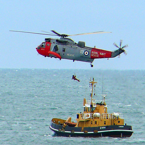 An Air-Sea rescue by helicopter
